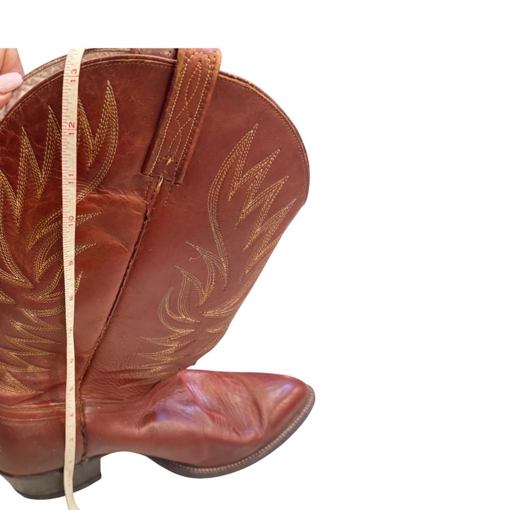 Dan Post Western Vintage Cowboy Boots Leather Red Brown Woman Size 11.5 EW 80's - Picture 7 of 16